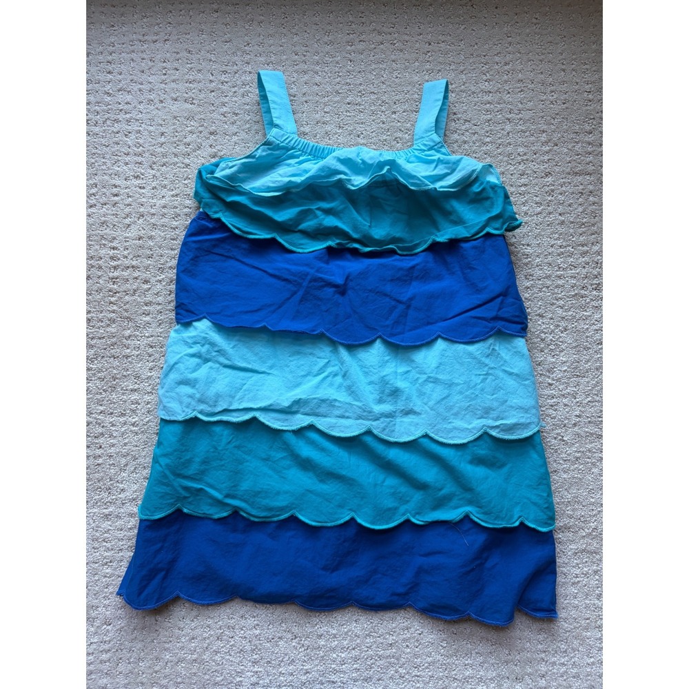 Gymboree Tiered Dress 5T Blue Ombre Scalloped Cotton Mermaidcore Nautical Boho